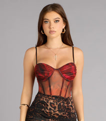Cynthia Leopard Bustier A-Line Formal Dress